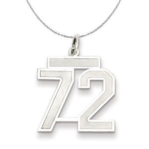 Sterling Silver, Jersey Collection, Medium Number 72 Necklace - 16 In